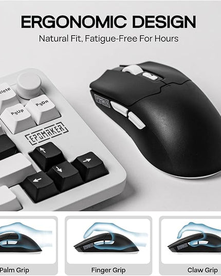 EPOMAKER Click Lite Wireless Gaming Mouse, 800 to 12,000 DPI Adjustable, PAW3311 Sensor, 500mAh, 59g, 2.4G/BT/USB-C Rechargeable Wireless Mouse with 5 Programmable Buttons for PC/Mac/Linux (Black)