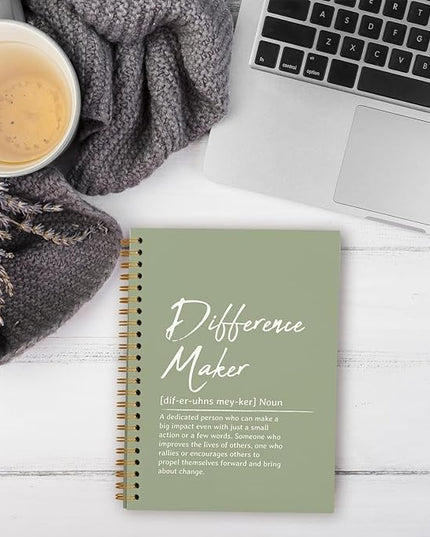 OXW Sage Green Notebooks for Work, Difference Maker Gift Meeting Notebook Journal for Writing, Employee Appreciation Gifts, Thank You Gifts for Women Men Leader Mentor Boss Manager, 5.5"x8.3"