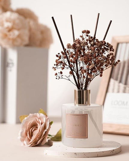 Cocorrína Reed Diffuser Sets- Satin Rose Scented Diffuser with Sticks Home Fragrance Reed Diffuser for Bathroom Shelf Decor
