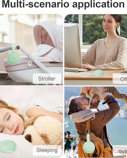 White Noise Sound Machine, Portable Sound Machine for Sleeping Adults & Baby, with Bluetooth 5.1/24 Soothing Sounds/Battery Powered/3 Timer Memory Function for Office/Bedroom/Travel（Green）