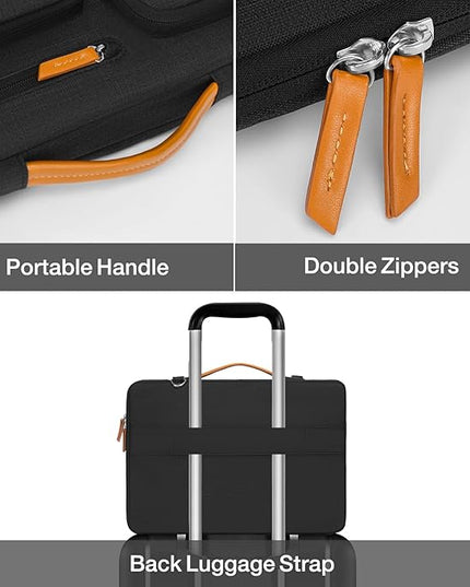 MOSISO 360 Protective Laptop Shoulder Bag,15-15.6 inch Computer Bags Compatible with MacBook Pro 16 inch, HP, Dell, Lenovo, Asus Notebook,Side Open Messenger Bag with 4 Zipper Pockets, Black