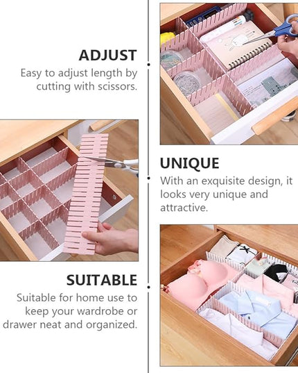 Plastic Drawer Dividers 16pcs Set 4 Sets Pink Long 37X7Cm Plastic Storage Organizer for Socks Underwear Closet Organization and Drawer Separation