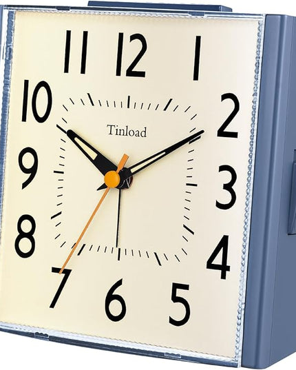 Tinload 4.7" Large Vintage Retro Analog Alarm Clock, Super Silent Non Ticking Clock with Manual Light, Snooze, Battery Operated, Simply Design, for Living Room, Bedroom, Bedside, Desk, Gift Clock
