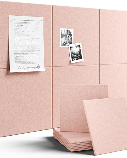 Fluxynara Large Felt Bulletin Board 36" x 24" Cork Board Alternative-6 Pack with 40 Safe Removable Adhesive Tabs, Cork Boards for Walls Cork Board for Home Office Classroom Pin Board - Coral