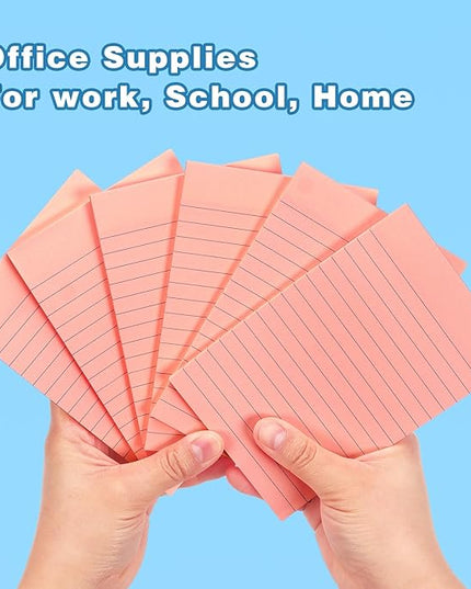 Early Buy 6 Pads Lined Sticky Notes with Lines 4x6 Self-Stick Notes Bright Color Sticky Notes, 45 Sheets/Pad (Pink)