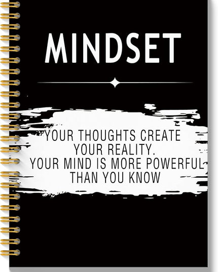 Mindset Inspirational Notebook Journal, Motivational Office Notebooks for Work, Inspirational Gifts for Women Men Coworker, Black Hardcover Spiral Notebook 5.5x8.3