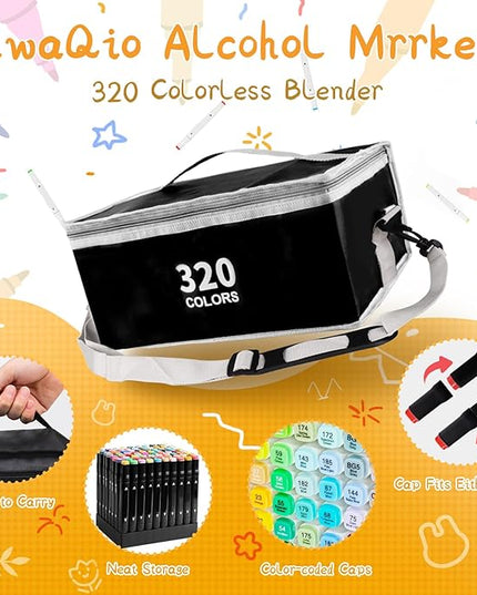 320 Colors Alcohol Markers with APP, Dual Tip Art Marker for Adults Coloring Books, Alcohol Based Illustration Markers Set for Adult Artist Drawing Sketching Painting Lettering Cards