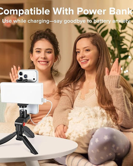 Teleprompter Kit for iPhone & Android (with Tripod), Double Phone Holder for Video Recording, Easy Storage and Transport for Vlogging, YouTube, Live Streaming, TikTok