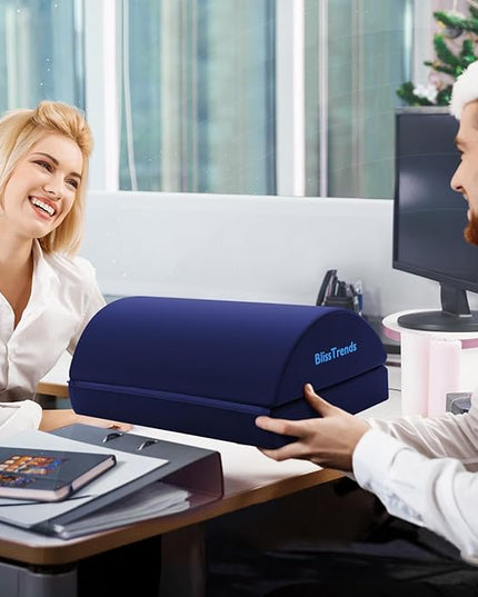BlissTrends Foot Rest for Under Desk at Work-Versatile Foot Stool with Washable Cover-Comfortable Footrest with 2 Adjustable Heights for Car,Home and Office to Relieve Back,Lumbar,Knee Pain-Blue