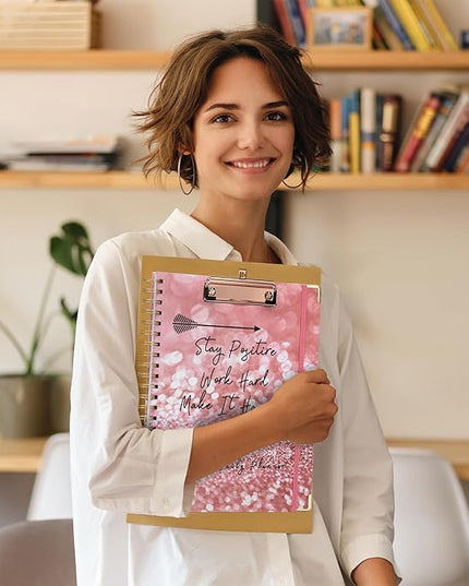 Ospelelf Undated Spiral Bound Planner Daily, Weekly and Monthly Planner, Pink Teacher Planners 12 Month 8.5 x 11