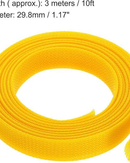 uxcell Expandable Sleeving,1 3/16-inch 10ft Cable Sleeve, Yellow