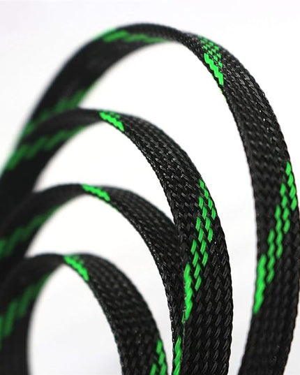 30ft PET Expandable Sleeving Wire Cable Sleeve (2/3", Green&Black)