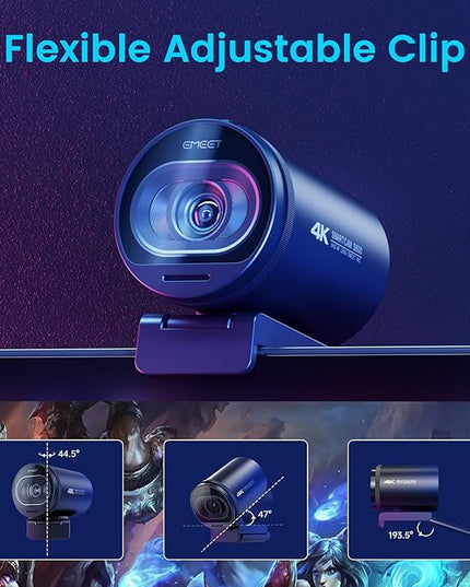 EMEET S600 4K Webcam for Streaming - Sony 1/2.55'' Sensor, PDAF Autofocus, 1080P@60FPS, 2 Noise Reduction Mics, Built-in Privacy Cover, 73° FOV, Streaming Camera for Live Commerce/Gaming/Beauty
