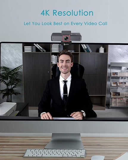 Angetube 4K AI Webcam: AI-Tracking Web Camera Dual AI Noise-Cancelling Microphones - HDR-Enabled, USB 3.0, Remote Control, Sony_Sensor, Adjutable Field of View, Work with Teams, Zoom, Webex