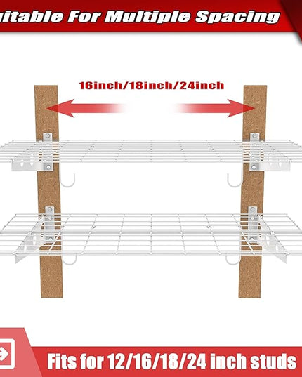 WALMANN 2 Pack Garage Wall Shelves, 2 x 4 ft/24 * 48 inch Wall Mounted Storage Shelves for Garage Heavy Duty Wall Shelving, Holds Up to 220 lbs(White)