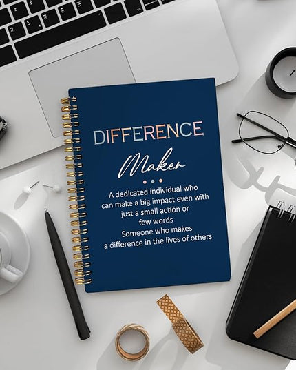 Difference Maker Gift Notebook Journal, Appreciation Gifts for Coworkers Teacher Mentor Boss Coach, Coworker Gifts, Thank You Gifts for Women Men Spiral Notebook 5.5x8.3 Inch(Navy blue)
