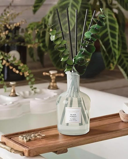 COCORRÍNA Black Forest Reed Diffuser – 6.76 oz Essential Oil with Sticks & Dried Eucalyptus Branches, Home Fragrance for Bedroom or Bathroom Décor