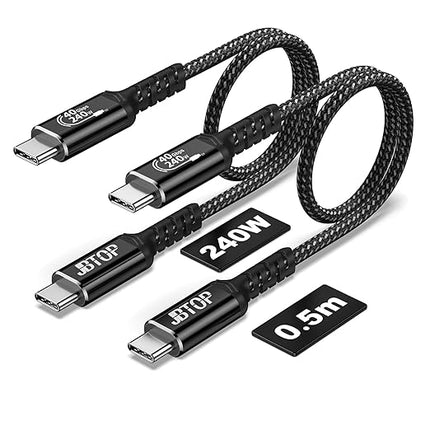 USB 4 Data Cable(1.5FT, 2packs) 40Gbps Data Transfer, 8K Video and USB C to USB C 240W Charging, Compatible with iPhone 15/Pro/Plus/Pro Max, Samsung Galaxy, Thunderbolt 4/3 Cable and USB-C