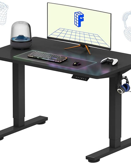 FLEXISPOT EN1 One-Piece Standing Desk, 40"x24" Seamless Desktop Electric Height Adjustable Desk for Home Office, Multi-Monitor Setups & Easy Assembly, Black (Black Frame)