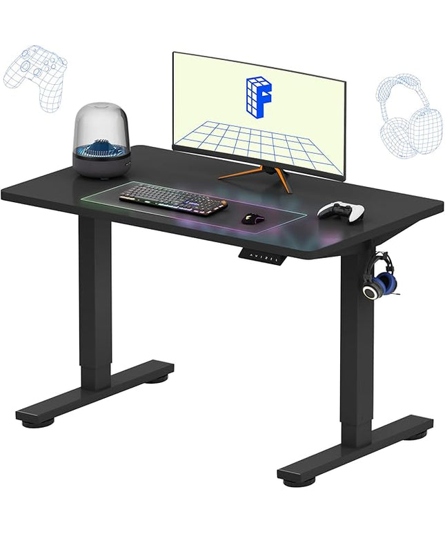 FLEXISPOT EN1 One-Piece Standing Desk, 40"x24" Seamless Desktop Electric Height Adjustable Desk for Home Office, Multi-Monitor Setups & Easy Assembly, Black (Black Frame)