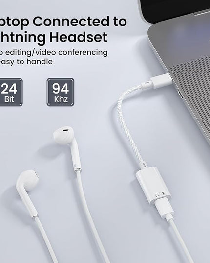 USB C to Lightning Headphone Audio Adapter, USB C Male to Lightning Female Earbuds Audio Adapter Compatible with iPhone 17/16/16e/15 Plus/Pro/Max, iPad Pro, iPad Air 6/5, MacBook (No Charge)[100 Pcs]