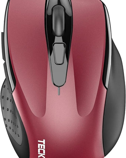 TECKNET Wireless Mouse (2.4G & BT5.0/3.0) Silent 4800 DPI Computer USB A & Bluetooth Mouse 6 Buttons, Wide Compatibility - Red