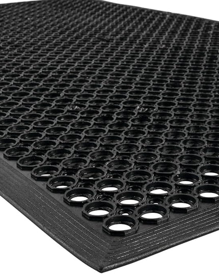 NoTrax 3' x 10' Anti-Fatigue Lightweight Restaurant Rubber Floor Mat with Drainage Holes, Beveled Edges, Non-Slip Mats, Black, T30 Competitor, T30S0310BL