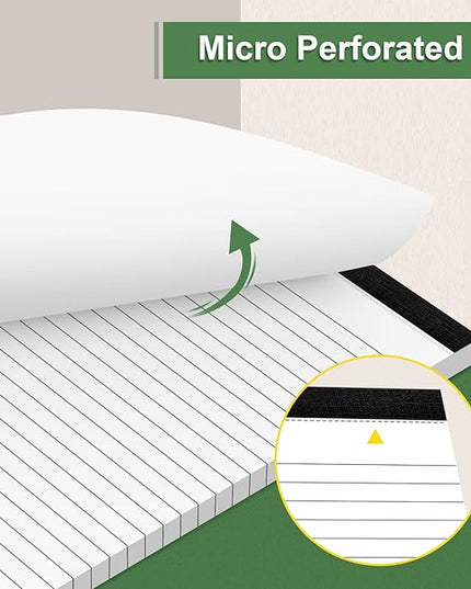 MuiAng 6 Pack Note Pads 5 x 8 Inch Writing Pads College Ruled Legal Pads, White Lined Notepad for Work or School, 30 Sheets/Pad, Perforated Recycled Note Paper for Note-Taking, Grocery List