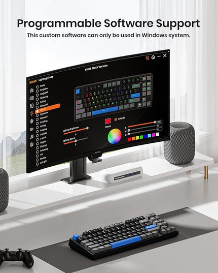 Wireless Mechanical Keyboard,Gasket Mounted with Creamy Sound,Bluetooth/2.4GHz/USB-C,Custom Hot Swappable,RGB Backlit,75% Compact Layout for Gaming/Typing/Win/Mac/PC(Textured Black,Linear Switch)
