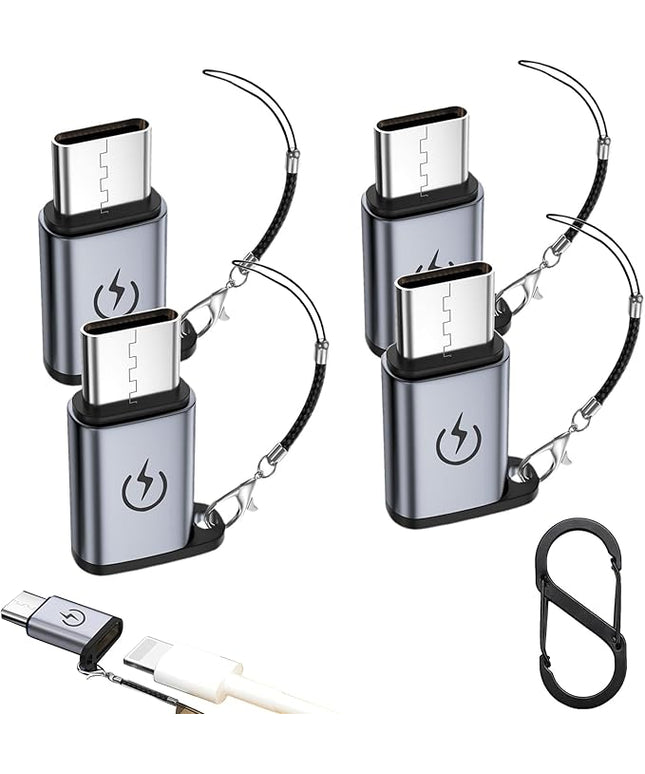 iPhone to USB C Adapter (4Pack),Type C Charger Connector Cable,for iPhone 16 15 14 Plus Pro Max,Samsung S24,iPad Air,Fast Charging and Data Transfer,Not for Audio/Headphones/OTG