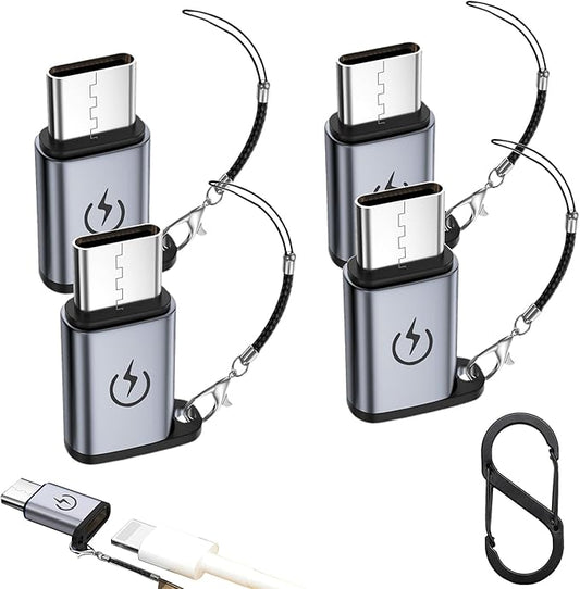 iPhone to USB C Adapter (4Pack),Type C Charger Connector Cable,for iPhone 16 15 14 Plus Pro Max,Samsung S24,iPad Air,Fast Charging and Data Transfer,Not for Audio/Headphones/OTG