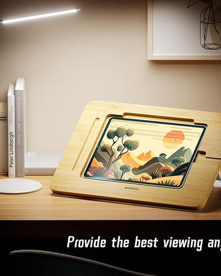 Bamboo Tablet Drawing Stand - Portable & Adjustable 5 Angles,Laptop Stands Riser, Book Reading Stand,Compatible with 9.7/10.2/10.5/10.9/11 inches
