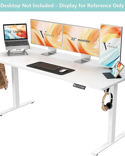 Electric Standing Desk Frame, Single Motor Height Adjustable Desk Legs with 4 Memory Presets, Lifts up to 46.8 in, 176 lb Capacity, White Frame Only
