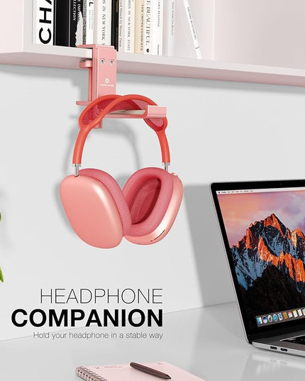 Foldable Headphone Stand and Hook – Aluminum Headset Holder Clamp Mount Under Desk, Universal Fit for Gaming Headphones, Space-Saving Hanger Organizer