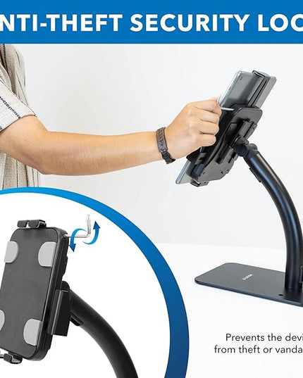 Mount-It! Anti-Theft Tablet Kiosk Countertop Stand | Universal Fit Retail Tablet Stand Compatible with 7.9" to 11" iPad and Samsung Tablets | Retail Kiosk, Black