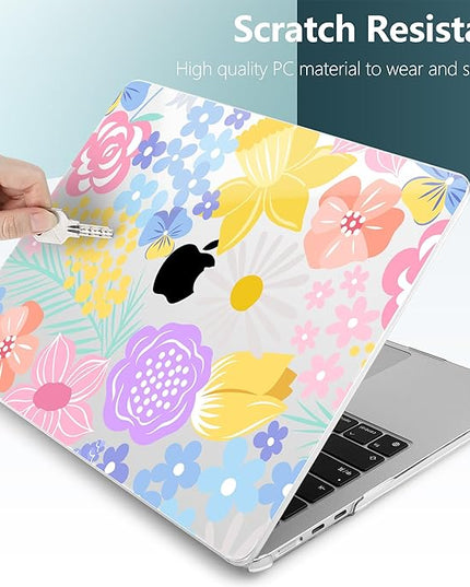 DONGKE for M4 MacBook Air 13.6 Inch Case 2025 2024 2023 2022 Model A3240 A3113 A2681 M3 M2 Chip, Plastic Hard Shell Case Cover with Touch ID for MacBook Air 13 Inch M4 - Spring Flowers