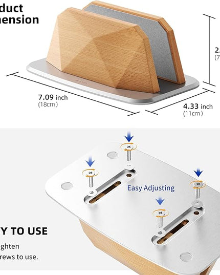 Vertical Laptop Stand - Wooden Adjustable Laptop Holder,Desktop Dock Compatible with All MacBook, Surface,Chromebook,Dell & More(Beechwood)