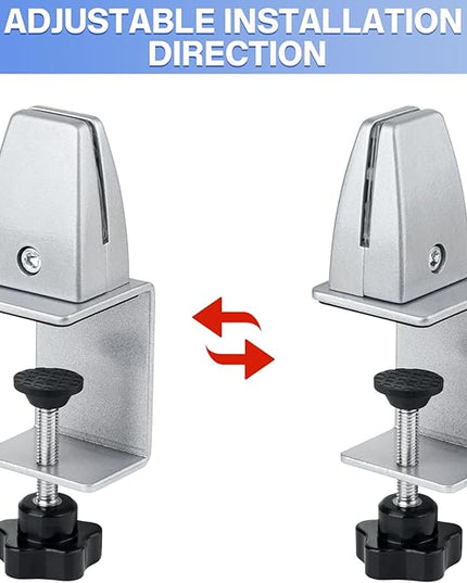 2 Packs Sneeze Guard Support, Aluminum Adjustable Partition Clamp, Acrylic Desk Divider Support, Desk Shield Clamp Privacy Panel for Counter