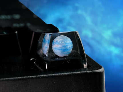 Neptune Planet Artisan Keycap R1 SA Profile Custom Solar System Planets Keycaps 1U ESC Handmade Resin Gaming Galaxy Key Cap Cherry MX Switch Compatible Mechanical Keyboard Space Lover Gift