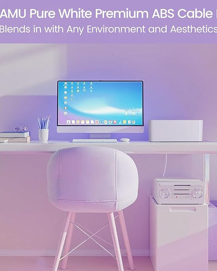 Delamu 2 Pack Cable Management Box, Stylish Cable Organizers for Cords, Pet & Child-Proof ABS Cord Hider Box, Medium and Small Cable Box for Computer Router Box Hider USB Hub, Floor Cord Covers, White
