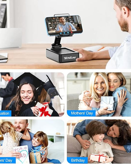 TechGlow Foldable Cellphone Stand with Bluetooth Speaker and Charging Function Birthday Gifts for Men Women Mother Father Boy Girl Teens Cool Tech Gadgets