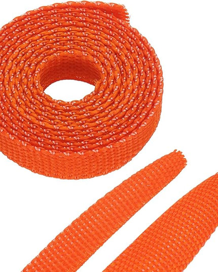 MECCANIXITY Braided Cable Sleeves Heat Shrinkable Fabric Sleeving, 1/4" 3ft Orange 2:1 Ratio Heat Shrinkable Cord Protector for Harness Cable, Network Cable Protection, Cable Management