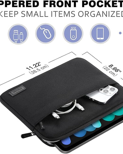 MoKo 9-11 Inch Tablet Sleeve Bag - Carrying Case for iPad Pro M4/Air M2/5/4/3, iPad 10th/9/8/7, Tab S8/S9, Black