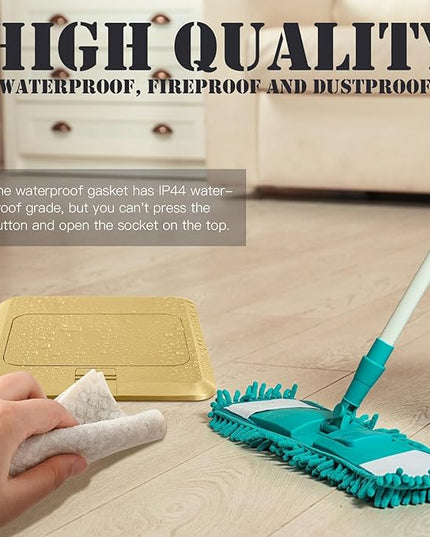 Hoolerry 2 Pack Pop up Floor Electrical Outlet Cover Box Kit with 4.8A USB Charger 20Amp Waterproof Weatherproof Floor Tamper Resistant Outlet Receptacle for Countertop Home (Gold)