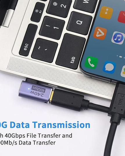 Poyiccot USB C Right Angle Adapter PD 240W for Thunderbolt 4/3, Right Angle 90 Degree USB C Male to Female Extender USB 4.0 L Shape Connector with 8K@60Hz Video for iPad, MacBook, 2-Pack