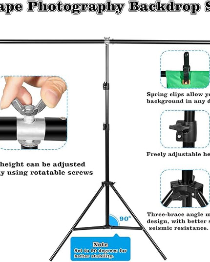 Green Screen Backdrop Kit with Stand - 6.5x5 Ft Portable Green Screen & Adjustable Backdrop Stand for Streaming, Photography, Gaming, Zoom (Includes 4 Clips & Carrying Case)