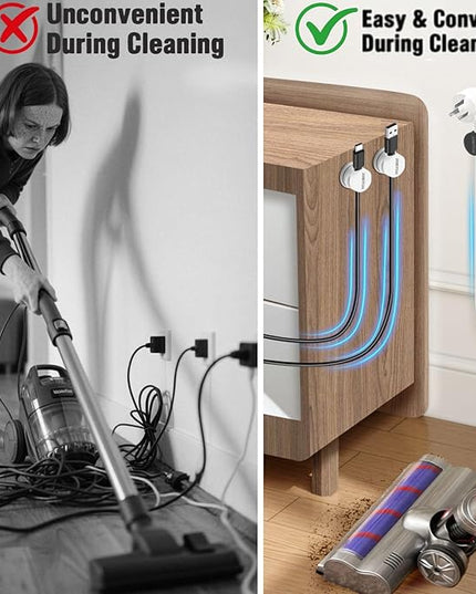 6 Desktop Cord Organizer Magnetic Spring Cable Clips Rotatable Cord Holder 2 Charging Cord Protecors for Nightstand Phone Charger Organizer Computer Desk Cable Management Appliance Adhesive Wire Strap