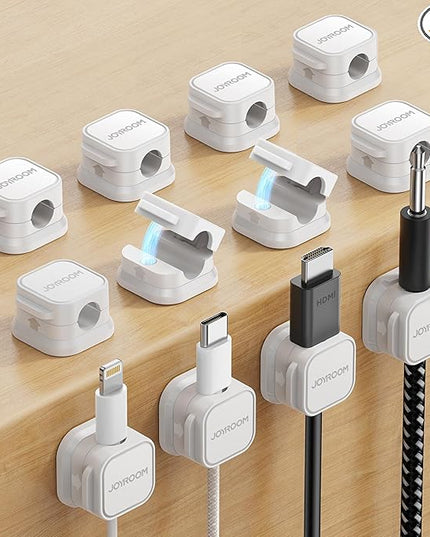 12 Pack Magnetic Cord Holder, Cord Organizer Cable Clip for Desk Management, JOYROOM Smooth Adjustable Cable Clip, Wire Holder Keeper Organizer for Home Office Desk Phone Car Wall Desktop Nightstand
