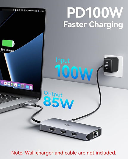 USB C Docking Station Dual Monitor, Selore Docking Station 3 Monitors Triple 4K Display with 2 HDMI, DisplayPort, 1 Gbps Ethernet, 100W PD Charging, USB 3.0 Ports Adapter for Dell, HP, Lenovo,etc