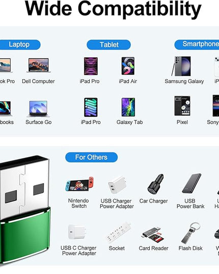 𝟒𝐏𝐚𝐜𝐤 𝐔𝐩𝐠𝐫𝐚𝐝𝐞𝐝 USB to USB C Adapter,Type-C Female to A Male Car Charger OTG Converter for Apple Watch Ultra 8 9 10,iPhone 16 15 14 13 Pro Max,Samsung S24,Nintendo Switch,AirPods,iPad,Car
